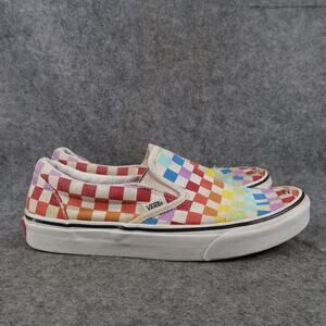 Vans Shoes Womens 9.5 Sneakers Classic Slip On Rainbow Checkerboard Canvas Skate